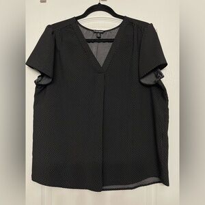 Hilary Radley | Black and White Polka Dot Blouse | Women’s Size Large
